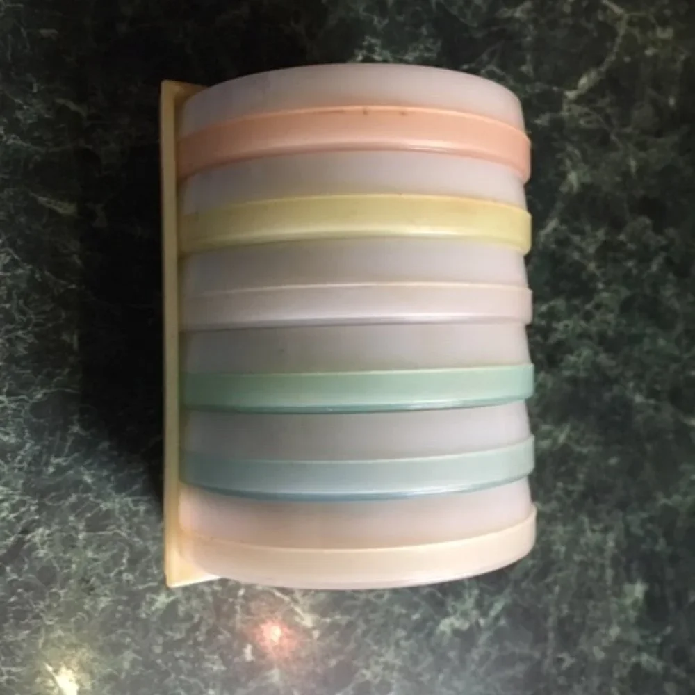 VTG 70's Pastel Plastic Tupperware Drink Coasters Set of 6 w/Cradle